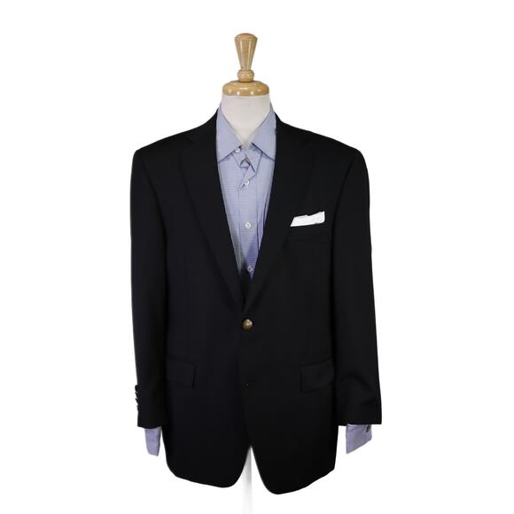 Hart Schaffner Marx Current Black Metal Buttons 2-Btn Wool Blazer Jacket 42S